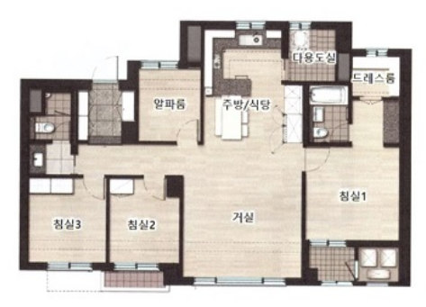 래미안 원펜타스 84㎡A 평면도