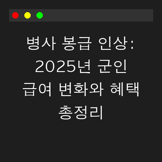 병사 봉급 인상: 2025년 군인 급여 변화와 혜택 총정리 대표 이미지