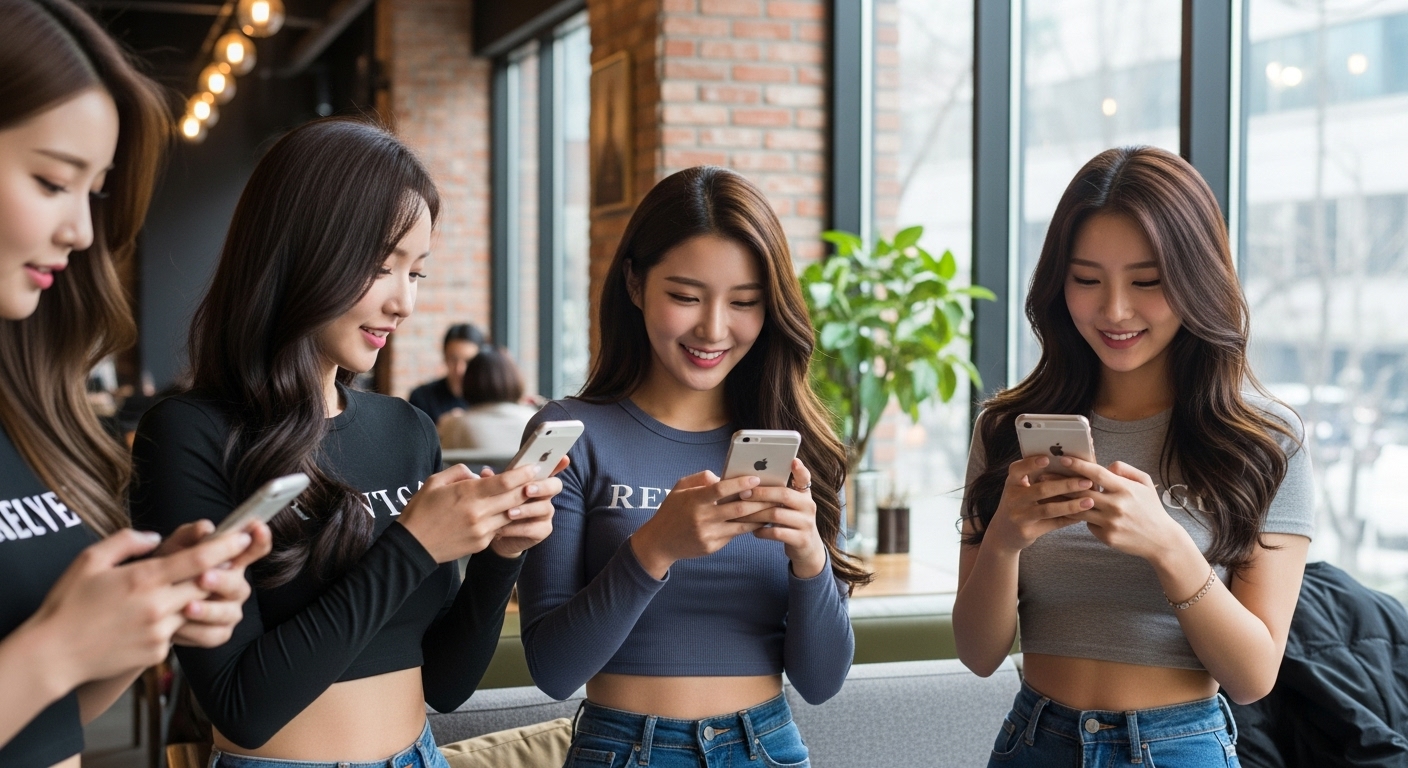 아이폰을 사용하는 여자들