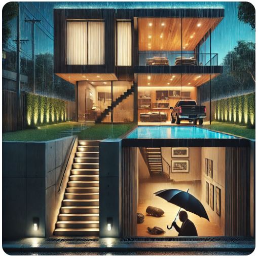 기생충-지상의 화려한 고급 주택- 어두운 지하방-계급격차