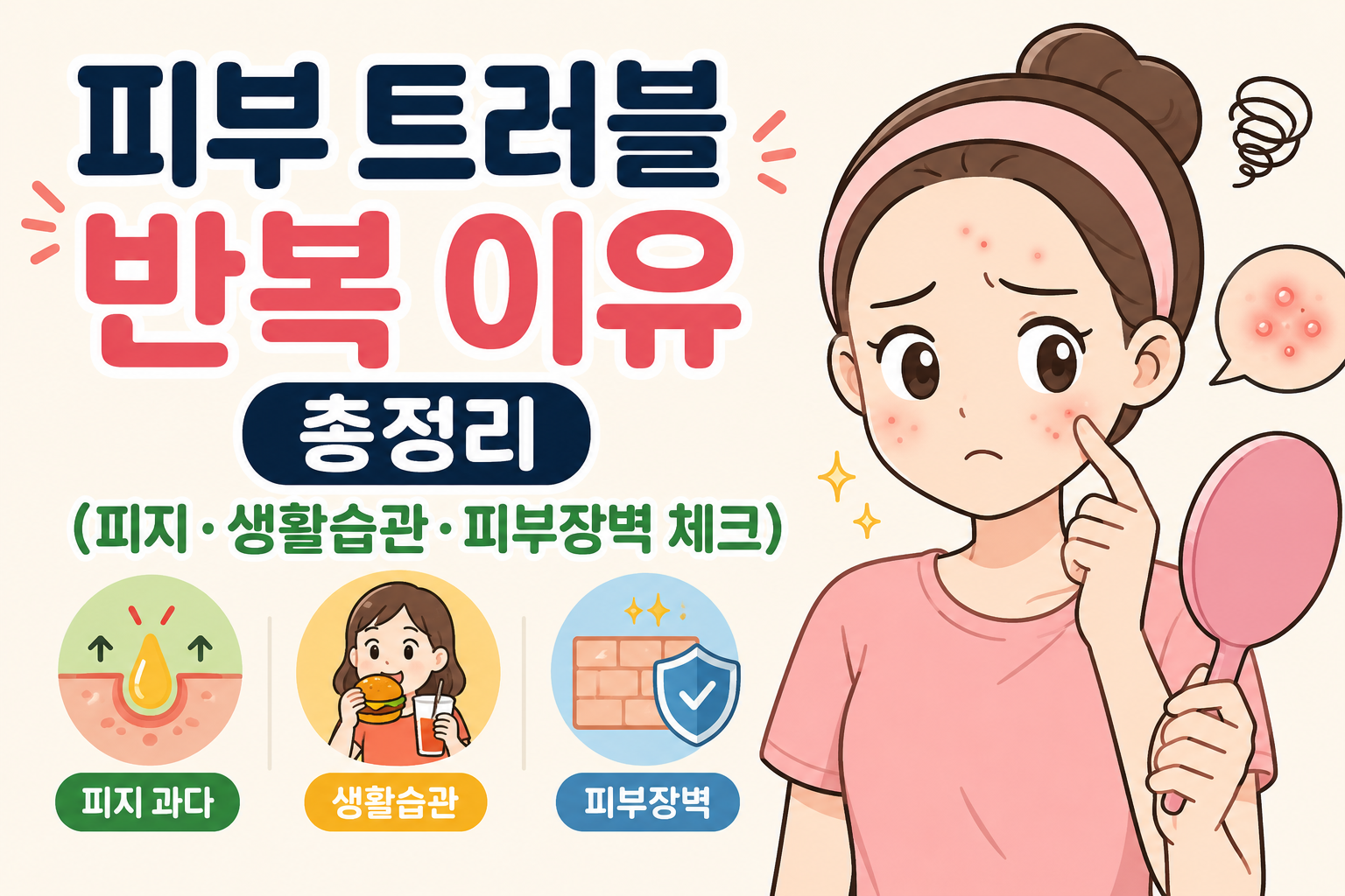 피부 트러블 반복 이유 총정리 (피지·생활습관·피부장벽 체크) -사진-