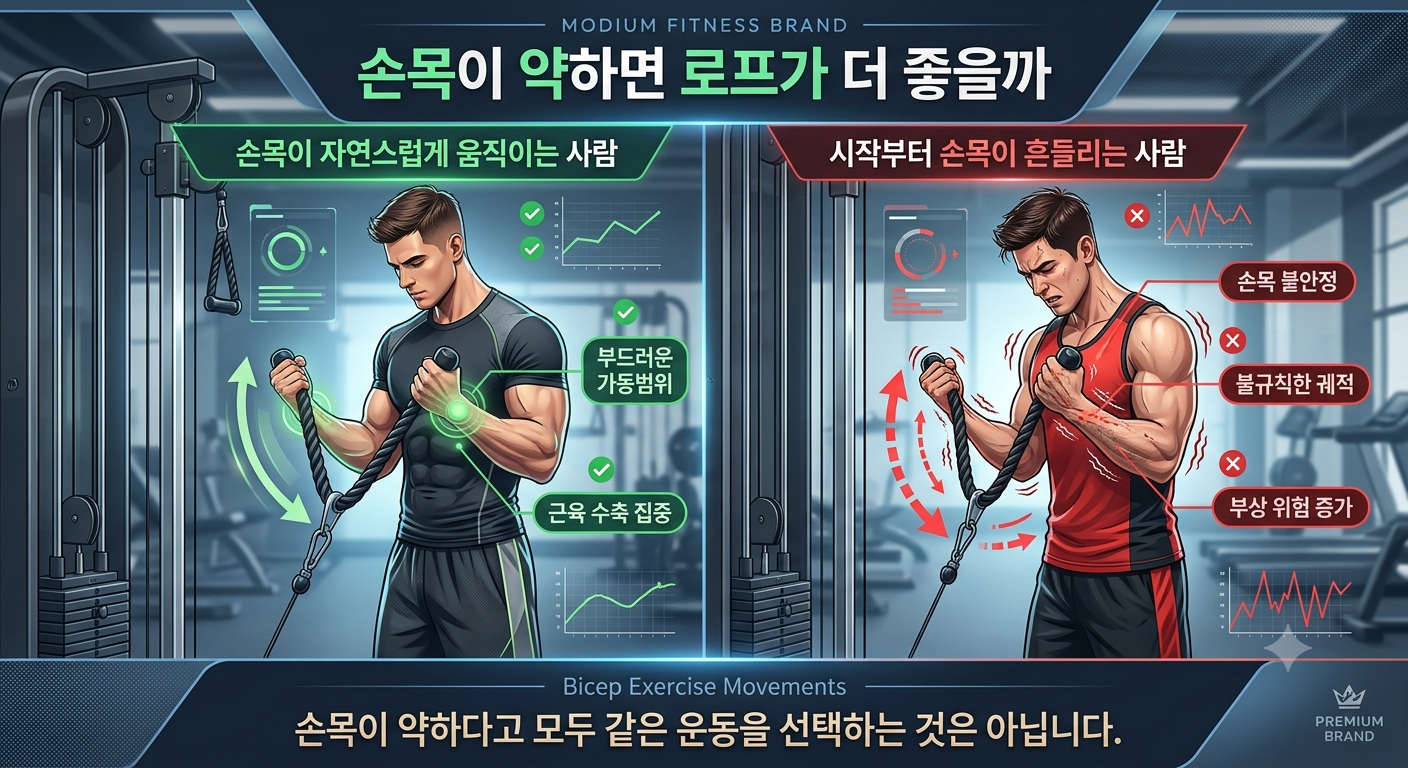 손목이 약하면 로프가 더 좋을까
