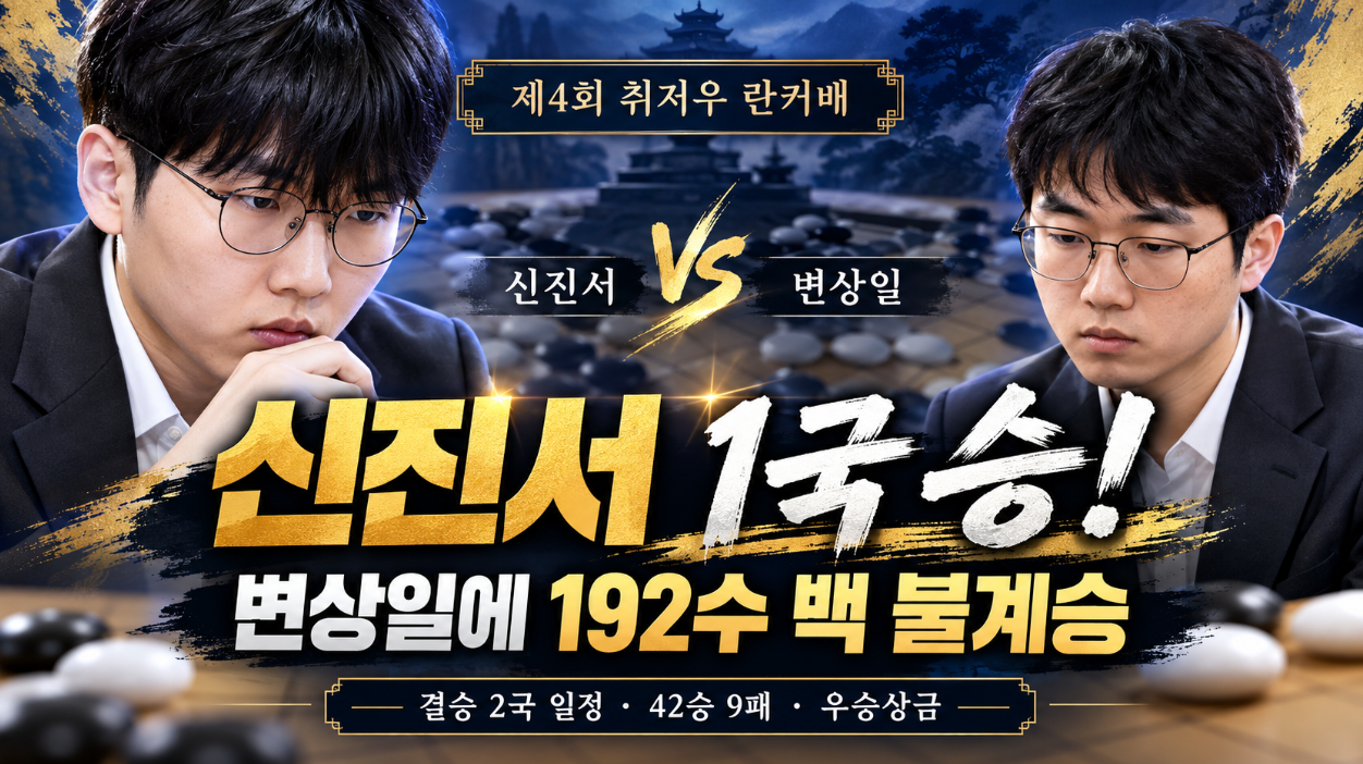 제4회 취저우 란커배 결승 1국 결과 다시보기｜신진서 변상일 192수 승리&middot;2국 생중계&middot;42승 9패&middot;우승상금