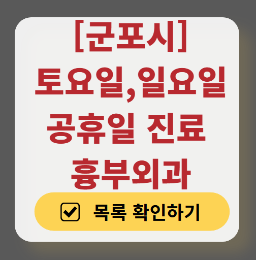 군포시 주말 토요일 일요일 흉부외과 진료 병원 목록 ❘ 공휴일 진료 영업 병원 리스트 찾기