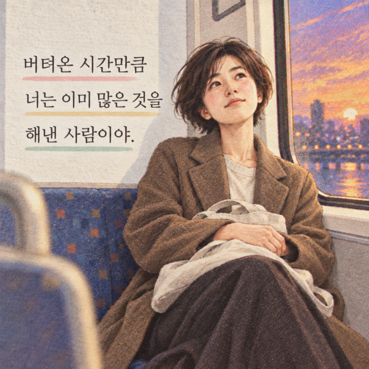 오랫동안 버텨온 것만으로도 많은 것을 해냈다는 위로와 응원 문구