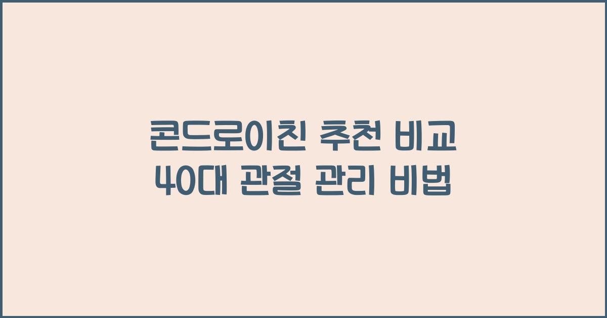 콘드로이친 추천 비교