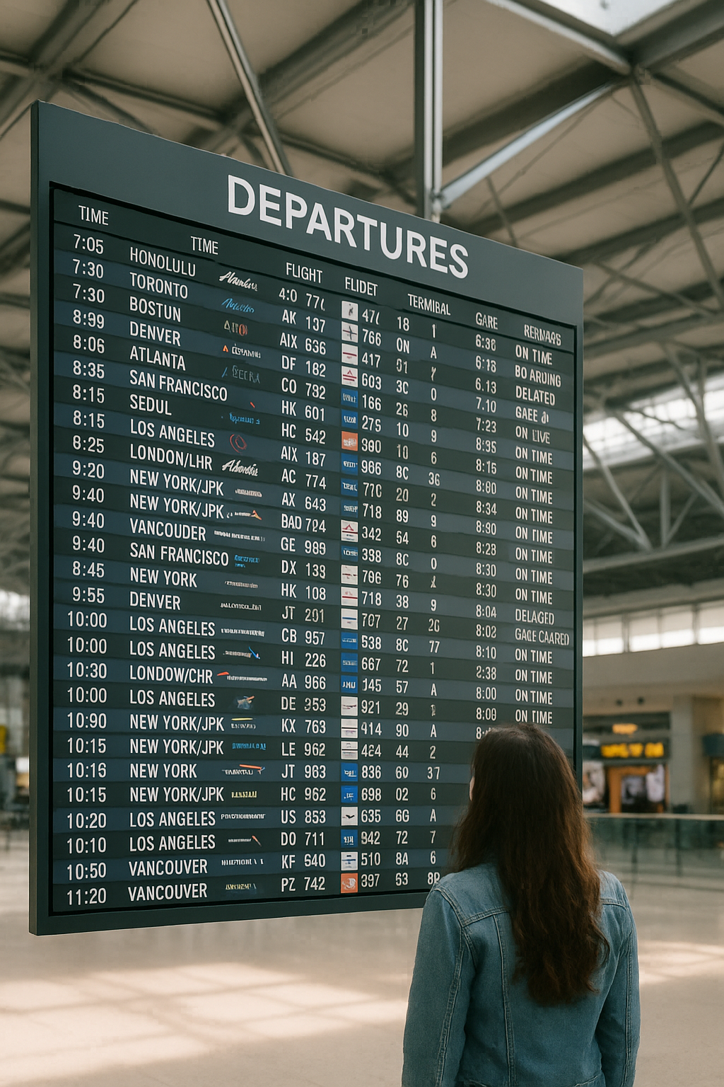 공항 출발 전광판