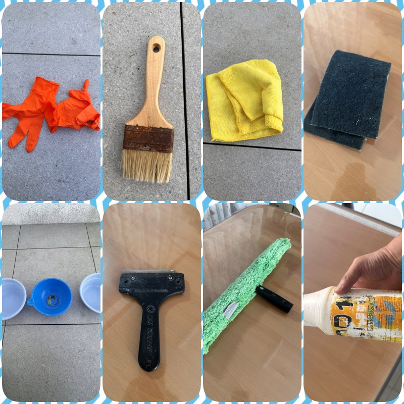 물때 제거에 필요한 준비물들입니다.