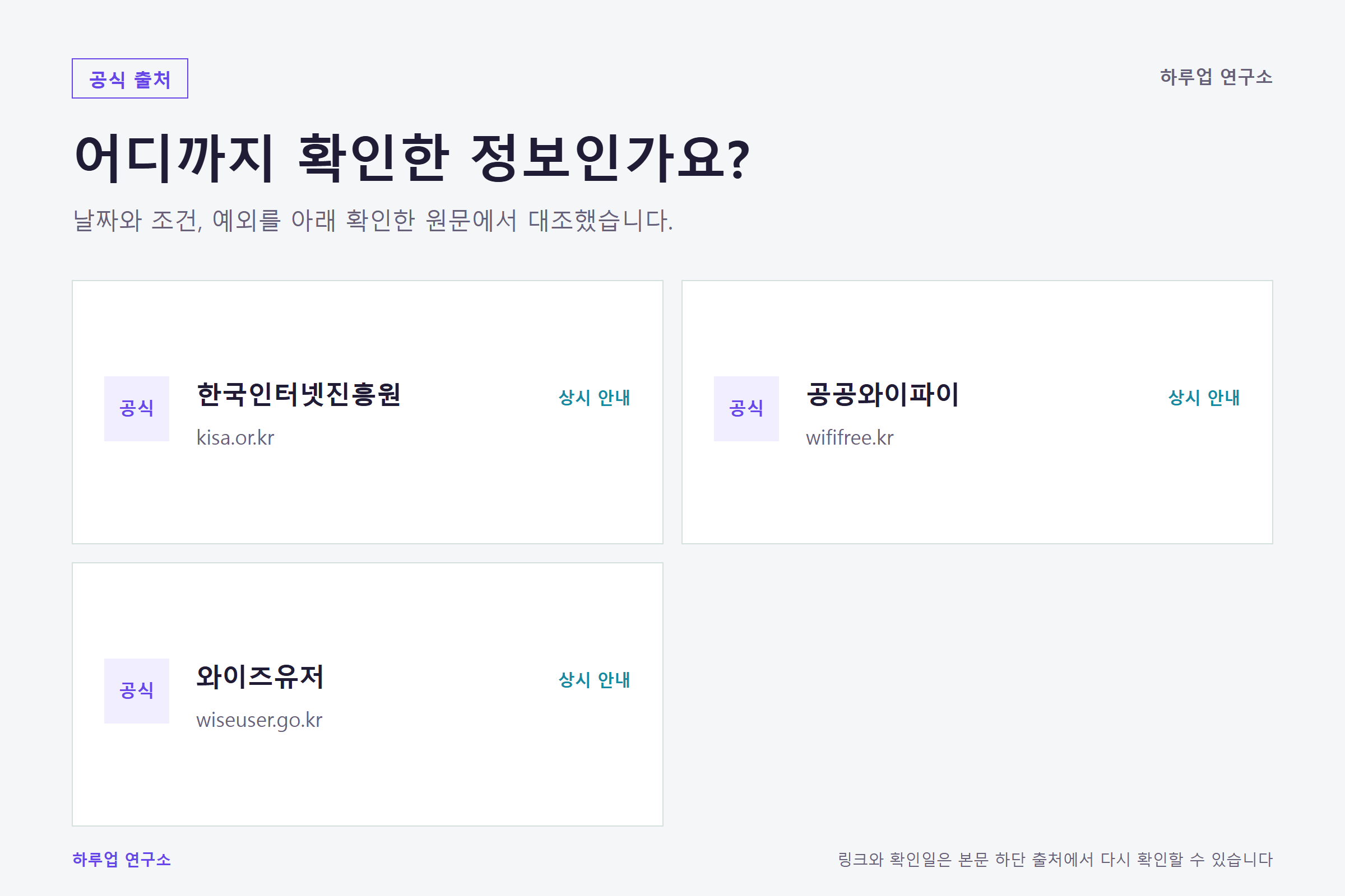 공공 와이파이 안전하게 쓰는 법: 공식 기준 확인부터 확인한 출처와 기준일 정보 이미지