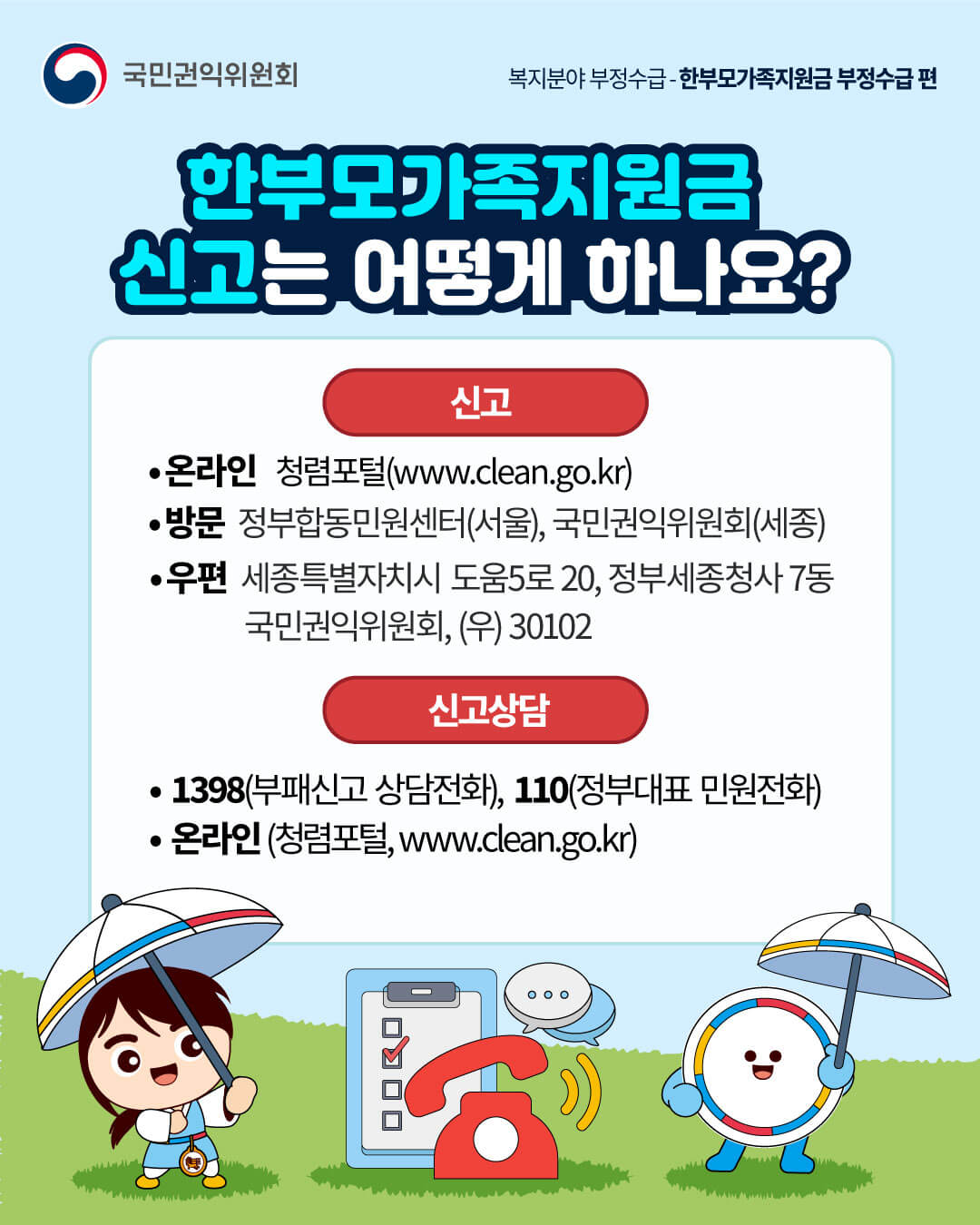 한 부모 가족 지원금 부정 수급 신고, 보상 받기