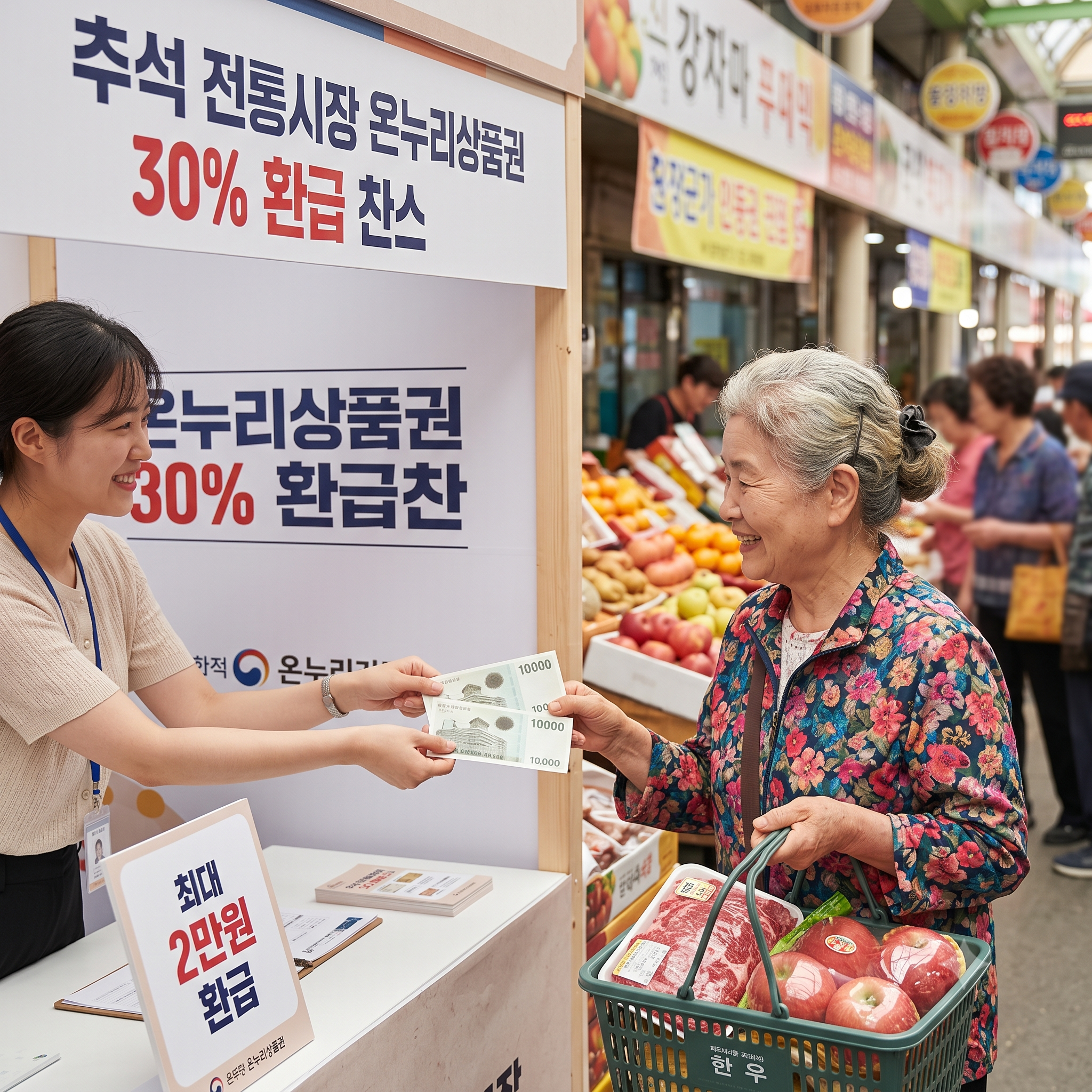 "장보고 2만 원 바로 돌려받는다고?" 2026 추석 온누리 상품권 30% 환급 받는 법 꿀팁 대방출