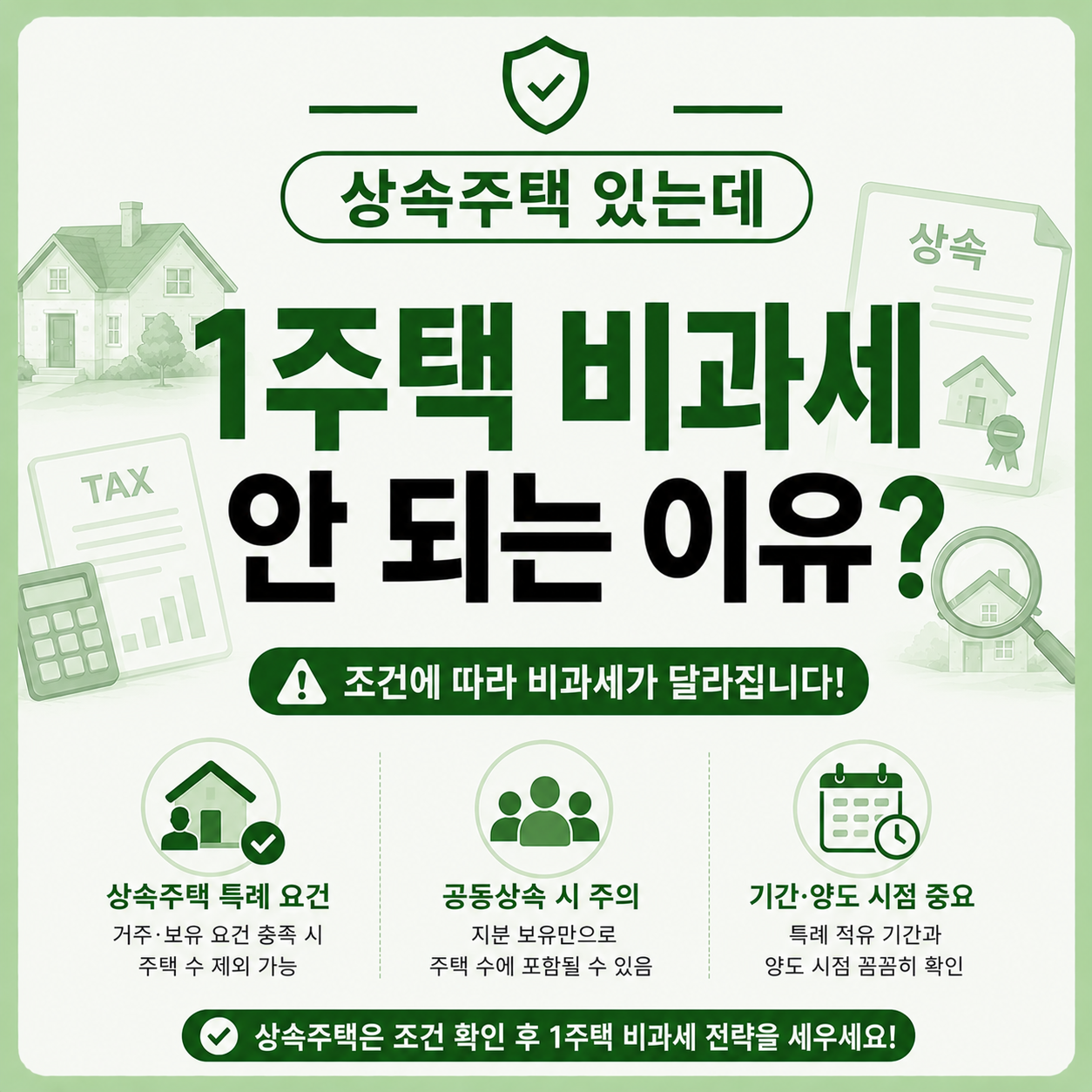 상속주택 때문에 1주택 비과세가 어려워진 상황을 고민하는 모습