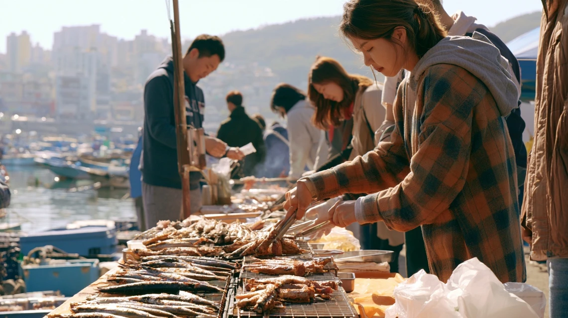 전어축제 지역을 비교하는 사람