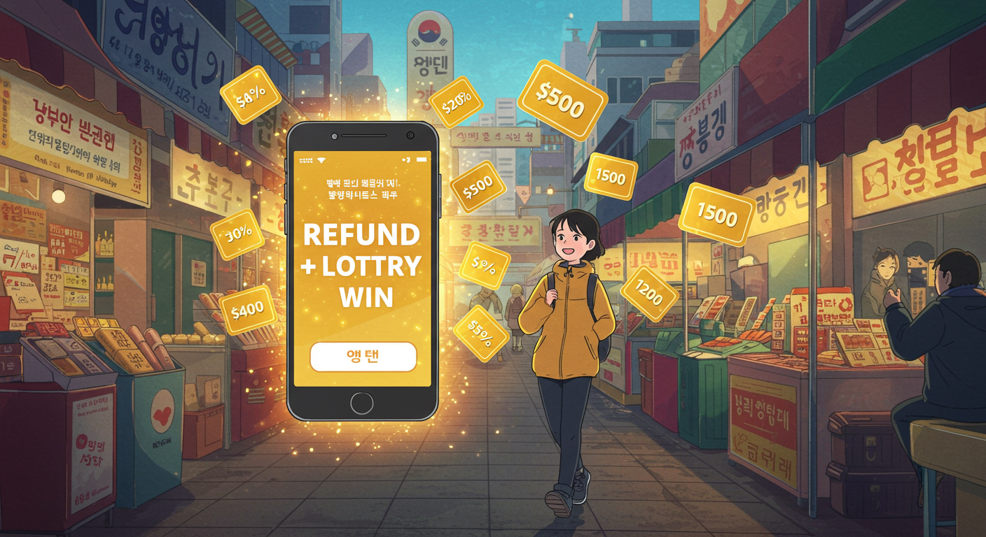 환급과 복권 당첨 두 가지 혜택을 확인한 후 기뻐하는 시민
