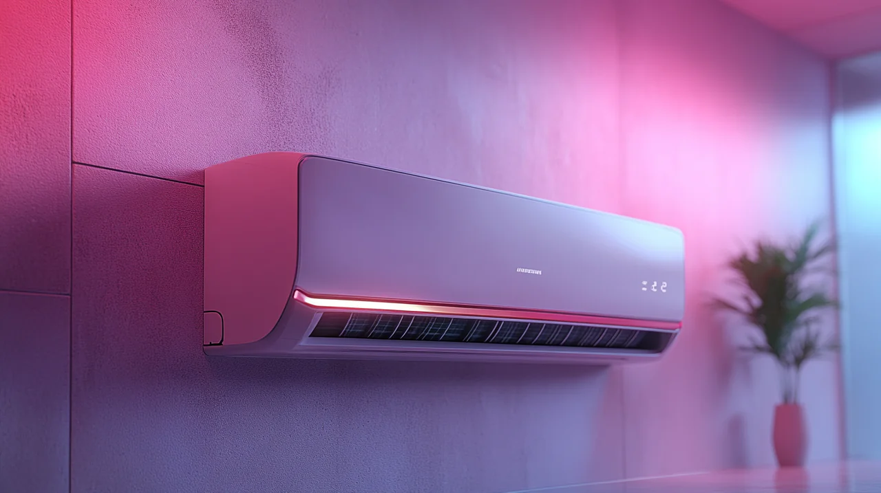 최신형 무풍 에어컨의 혁신적인 기능과 디자인을 강조하는 이미지입니다. 뛰어난 기술력과 모던한 감각이 어우러져 에어컨의 차세대 모습을 보여줍니다.