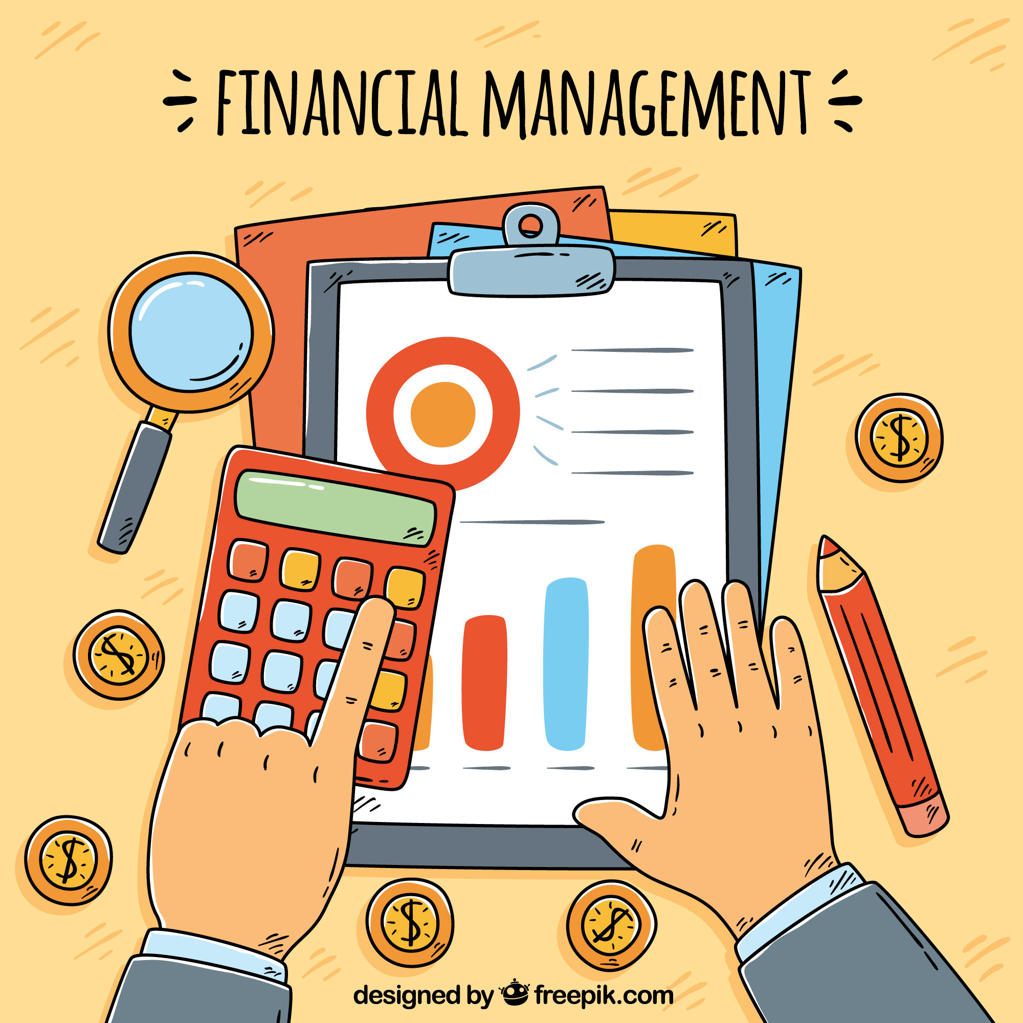 예산 관리와 정부지원금을 체크 중인 사람의 손