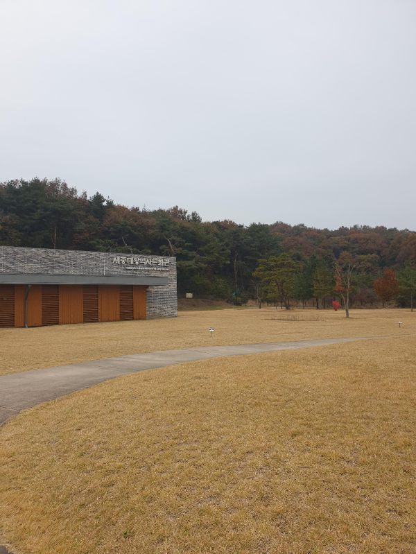 노랗게 변한 넓은 잔디밭 위에 건물이 하나 있다. 세종대왕역사박물관이다.