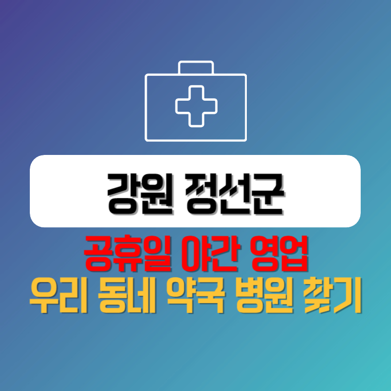 강원 정선군 공휴일 야간 영업 우리 동네 약국 병원 찾기