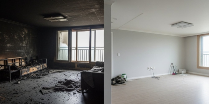 강릉 화재청소 전후 모습