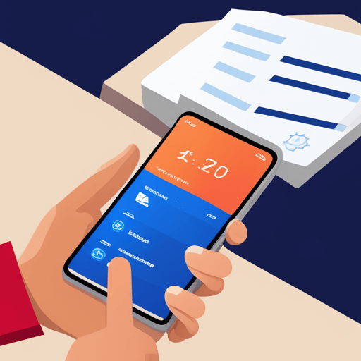 자동차-환급금-관련-이미지로-사람이-휴대폰을-들고-터치하는-일러스트-이미지