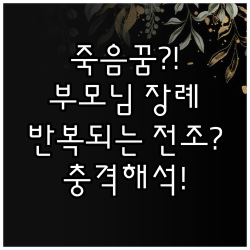 죽음 반복 꿈 부모님 장례식 꿈 해석..