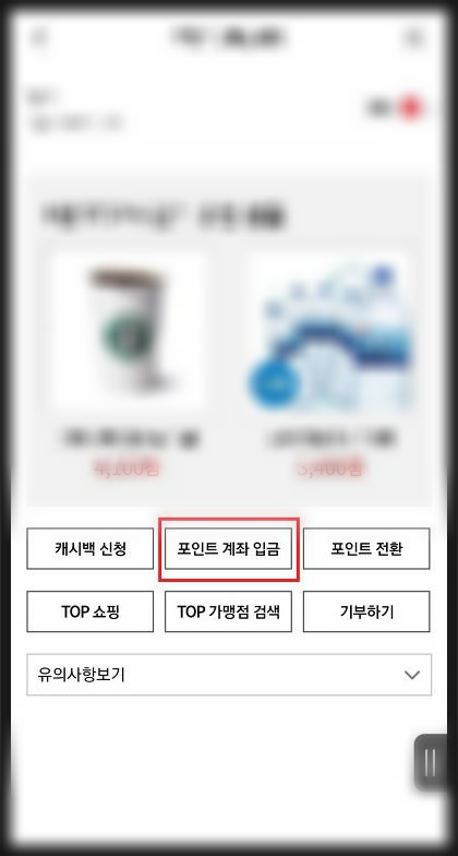 포인트 계좌 입금