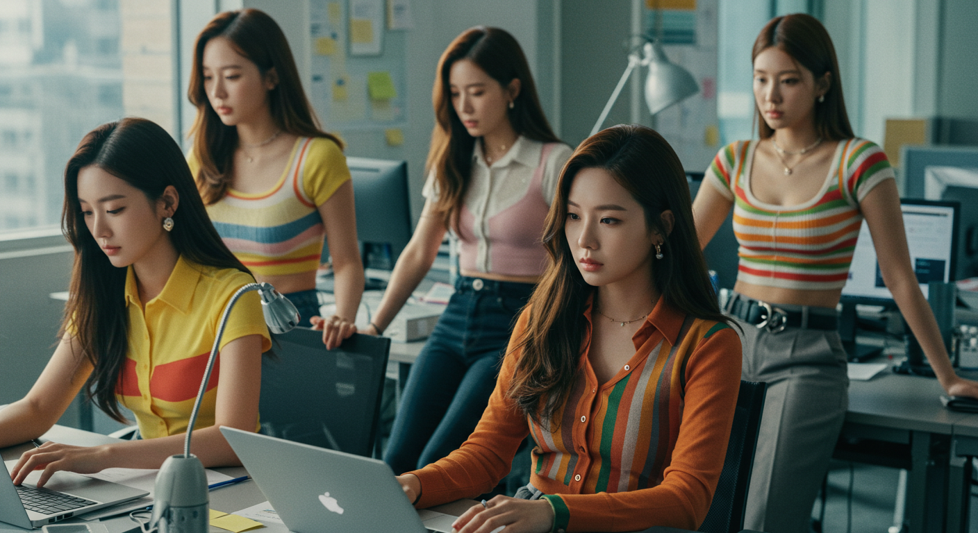 일하는 과거의 여자들