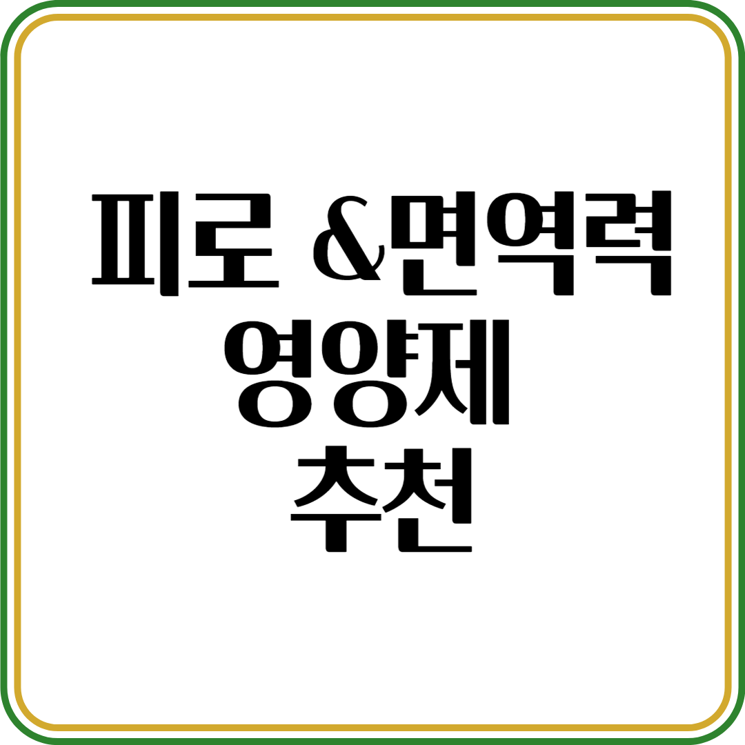 지친 현대인 필수! 피로 &면역력 영양제 추천