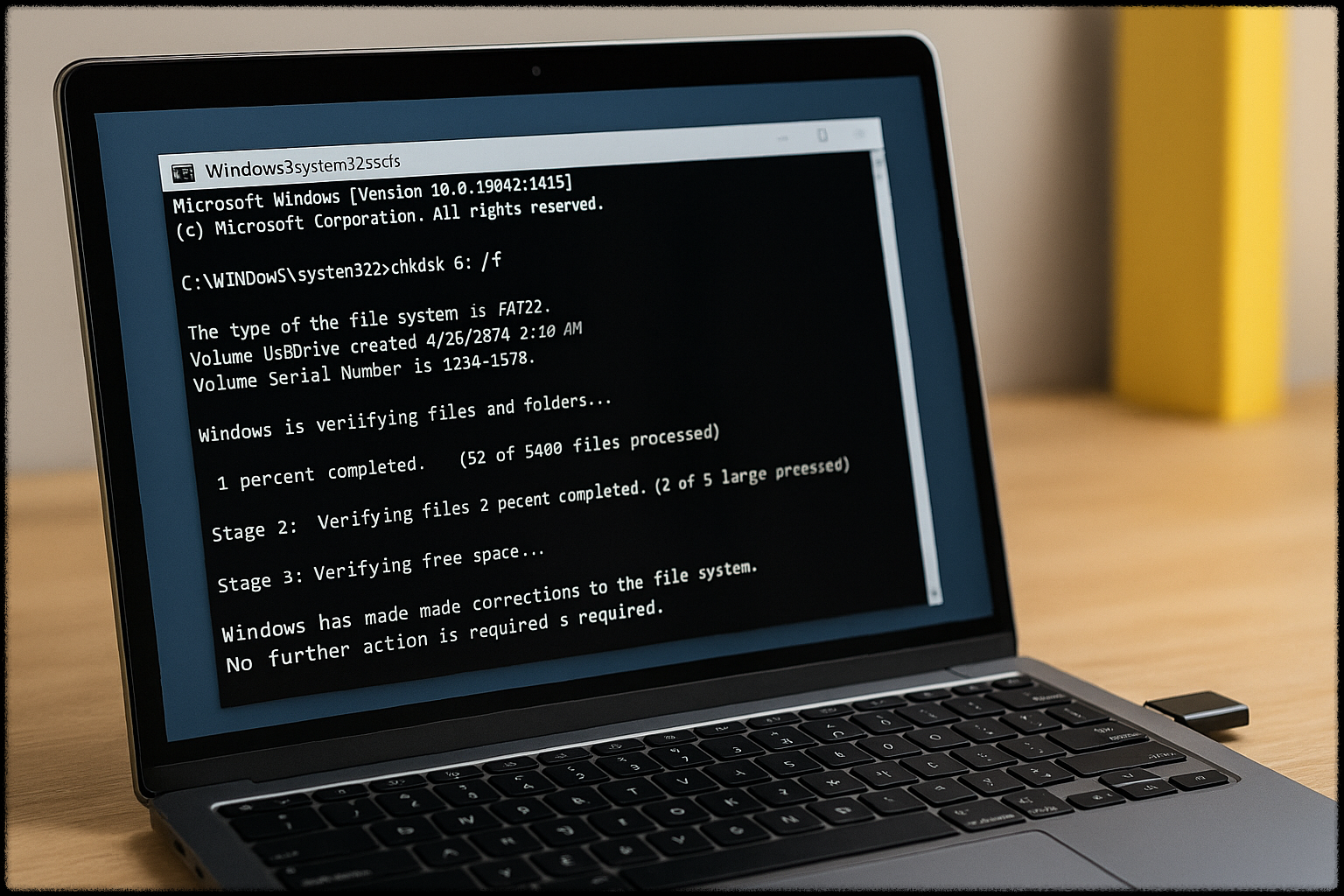 USB 복구 프로그램 실행 중인 노트북 화면