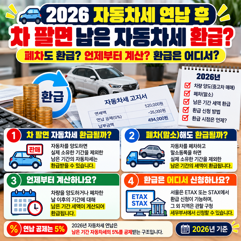 자동차세 연납 후 차량 매매 폐차 시 환급 방법