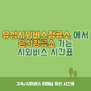 유성시외버스정류소에서 운산정류소 가는 시외버스 시간표 최신정보