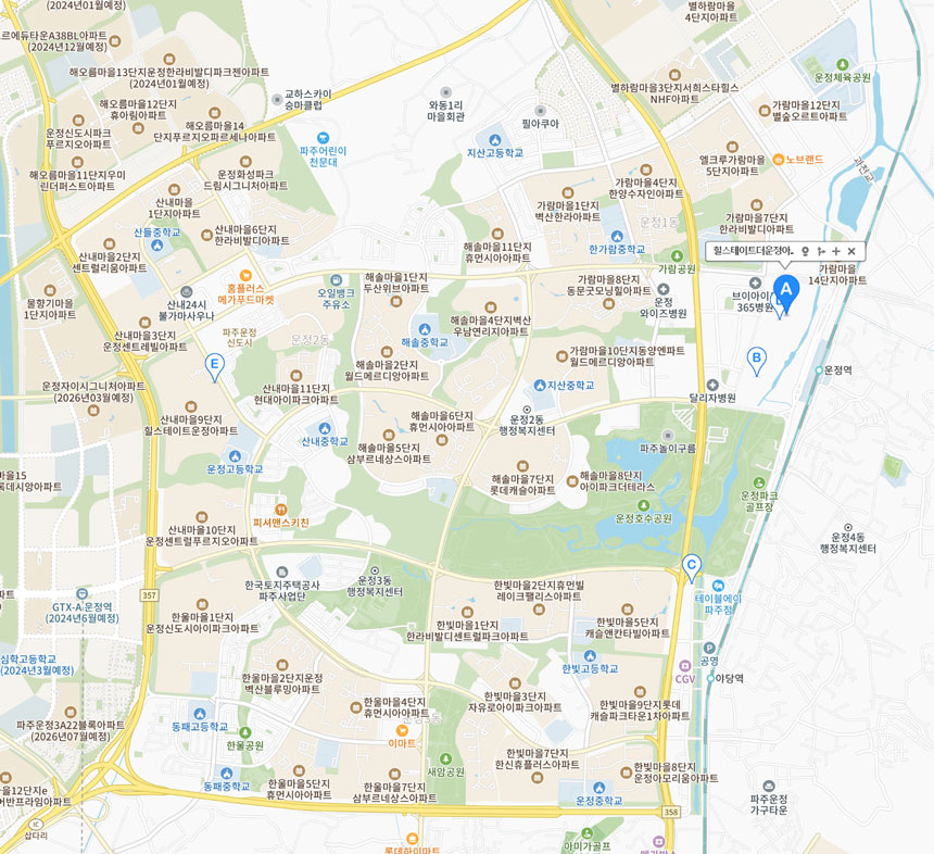 힐스테이트 더 운정 주변 지도