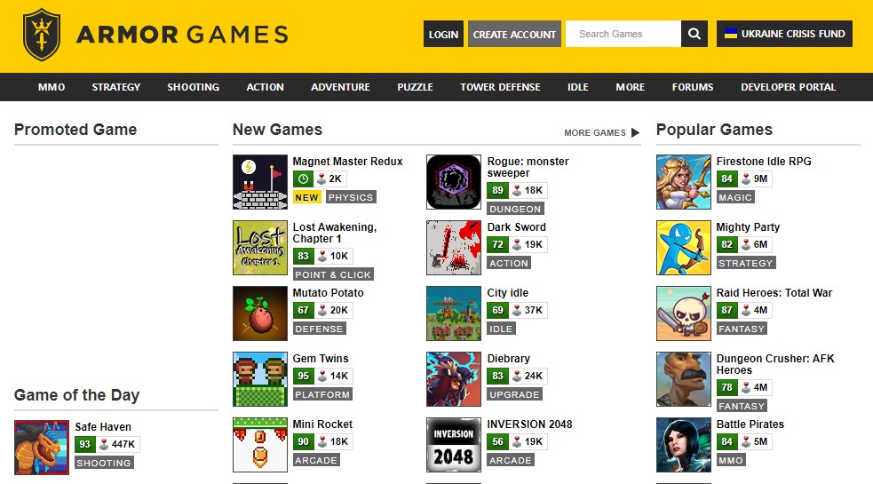 추억의 게임 - 무설치 플래시게임 사이트 아머게임즈 추천