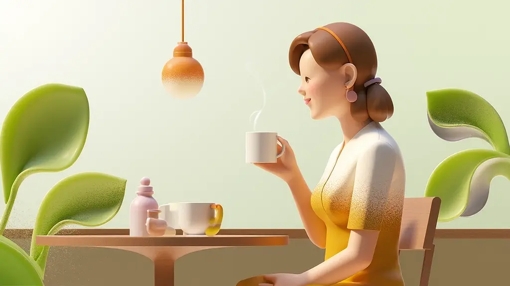 차마시는여자의모습