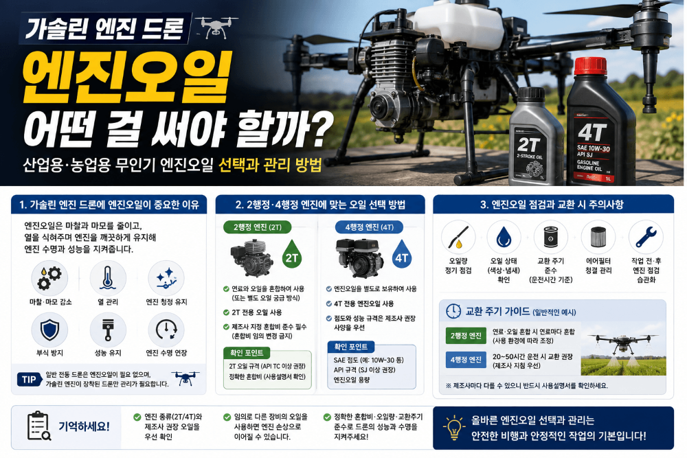 가솔린 엔진 드론 엔진오일 선택과 관리 방법