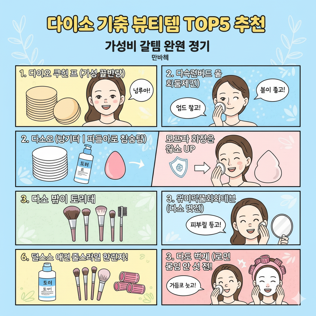 다이소 기초 뷰티템 TOP5 추천 ❘ 가성비 꿀템 완전 정리