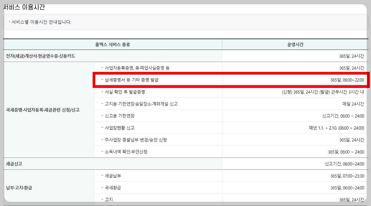국세-지방세-완납증명서-서비스이용기간