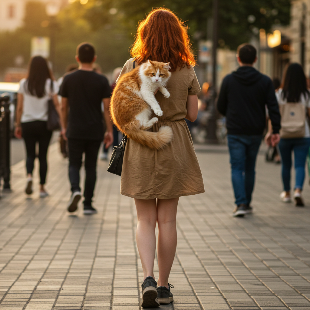 고양이 산책하는 이미지