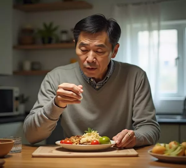 식사 후 영양제 복용중인 이미지