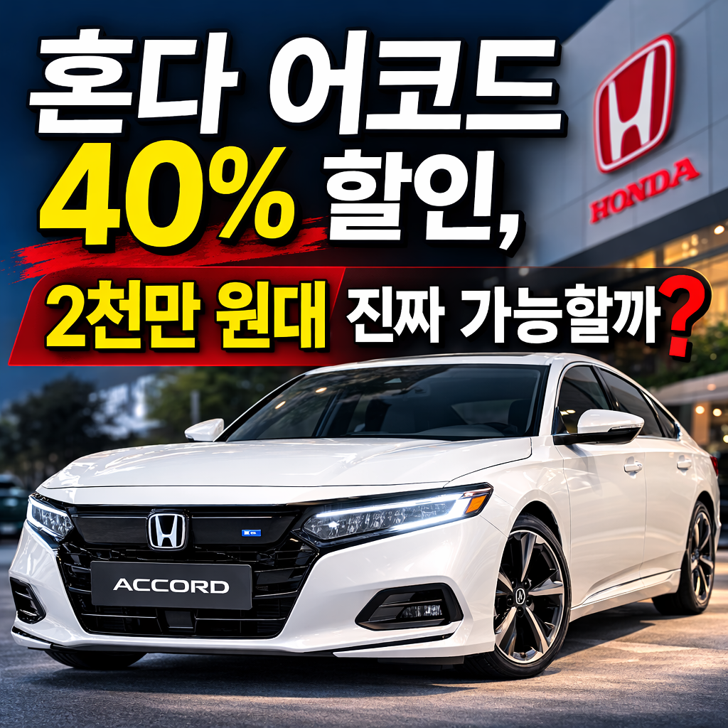 혼다 어코드 40% 할인, 2천만 원대 진짜 가능할까? 조건부터 따져봤어요
