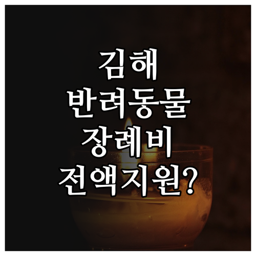 김해 반려동물 장례비 지원 및 취약계..
