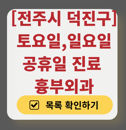 전주시 덕진구 주말 토요일 일요일 흉부외과 진료 병원 목록 ❘ 공휴일 진료 영업 병원 리스트 찾기