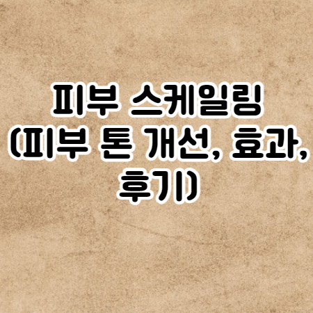 피부 스케일링 (피부 톤 개선, 효과, 후기)