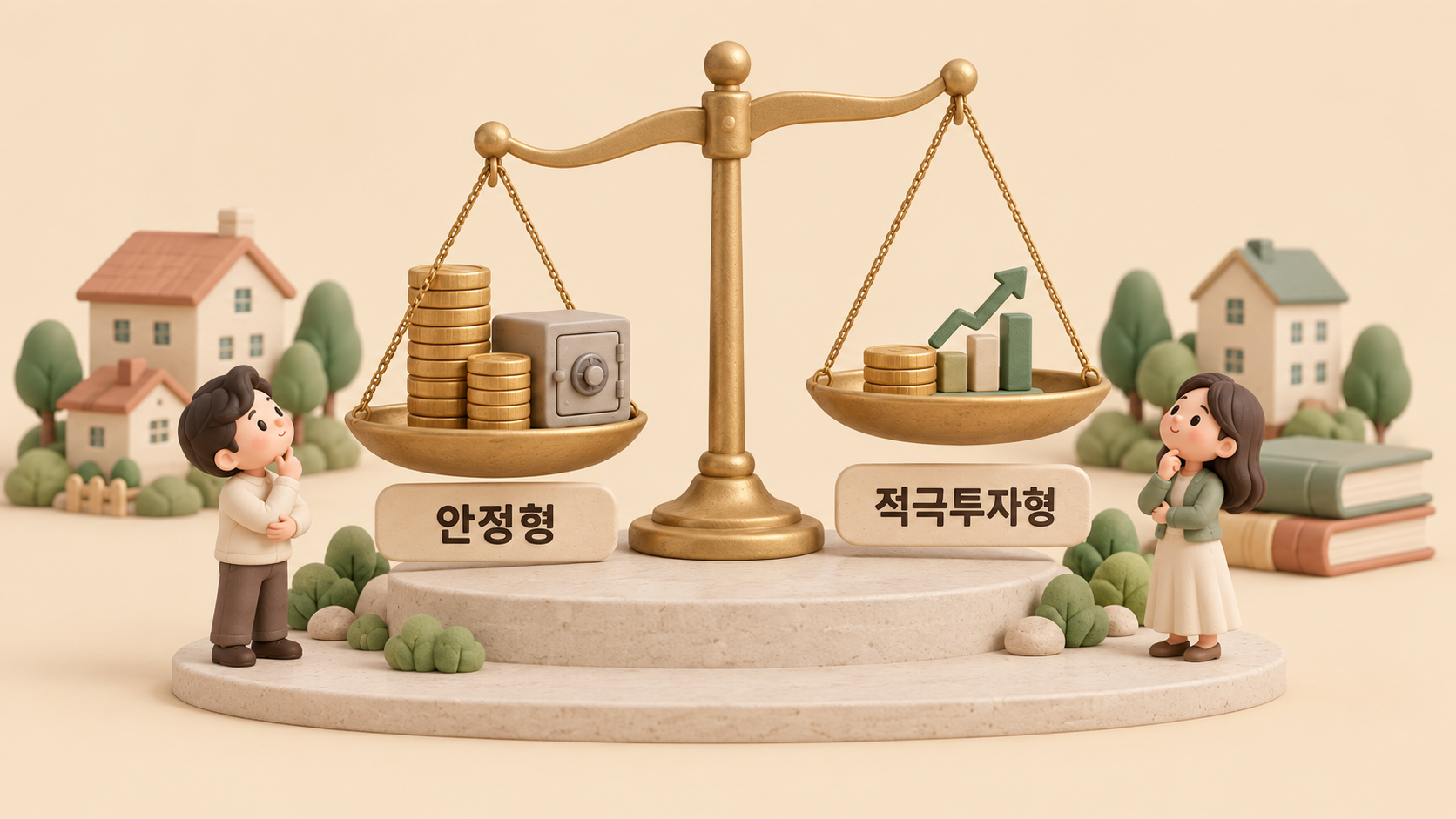 안정형과 적극투자형 저울