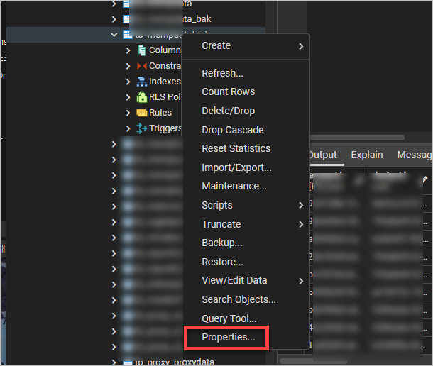 pgadmin 테이블 설정