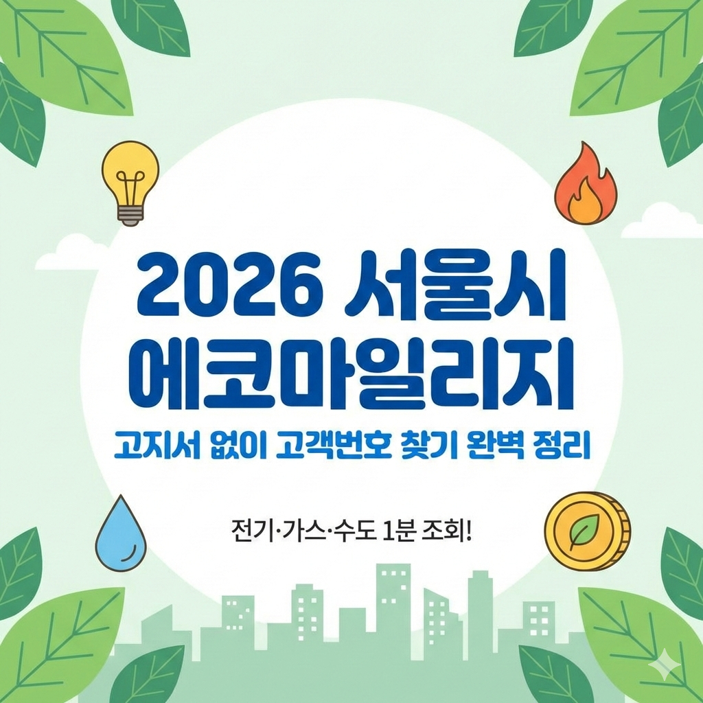 2026 서울시 에코마일리지 가입 방법 및 가스 전기 수도 고객번호 조회 완벽 정리