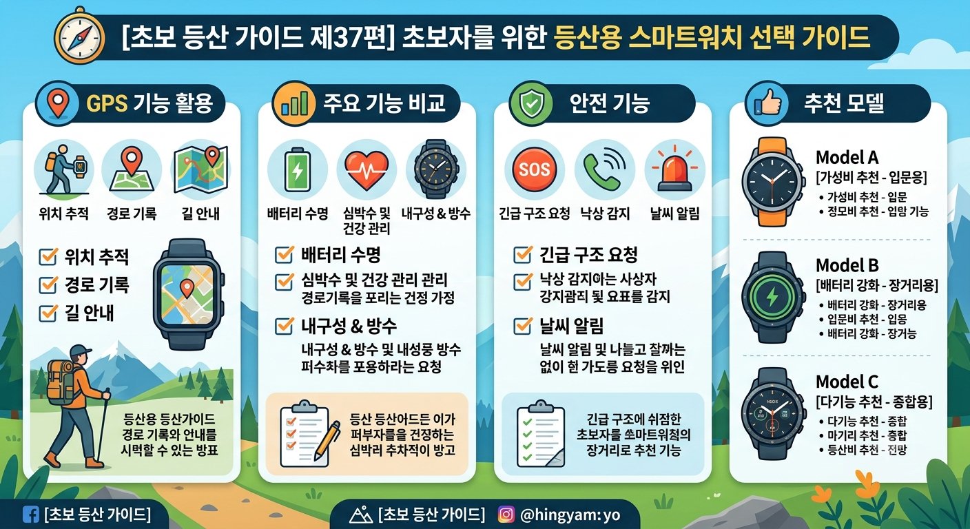 초보자를 위한 등산용 스마트워치 선택 가이드: GPS 기능 활용부터 추천 모델 및 안전 기능 비교
