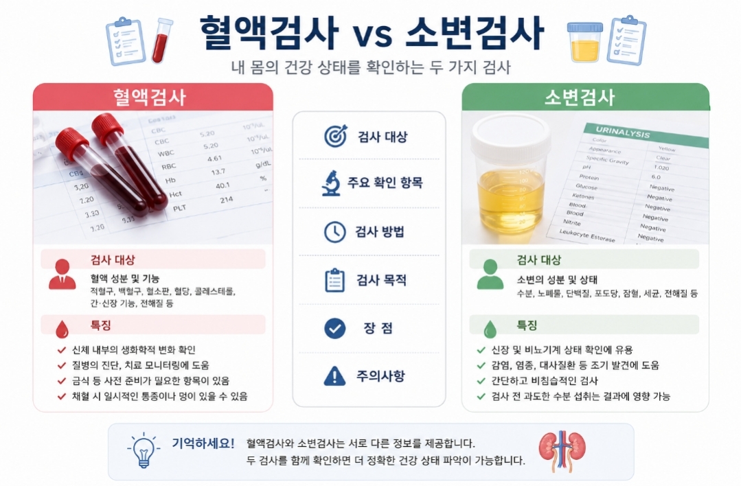혈액검사 소변검사 비교