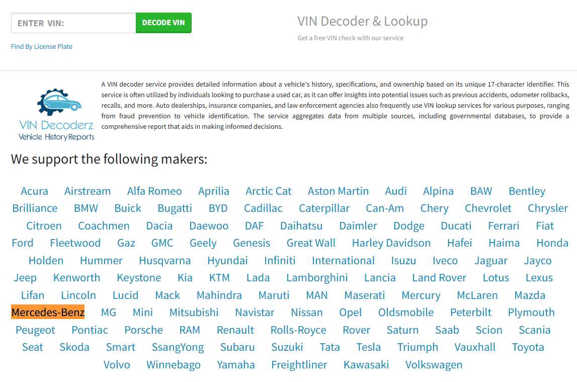 벤츠 차대번호 조회 사이트