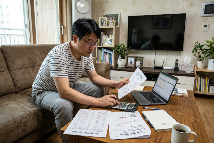 주택담보대출 이자 부담을 확인하는 장면